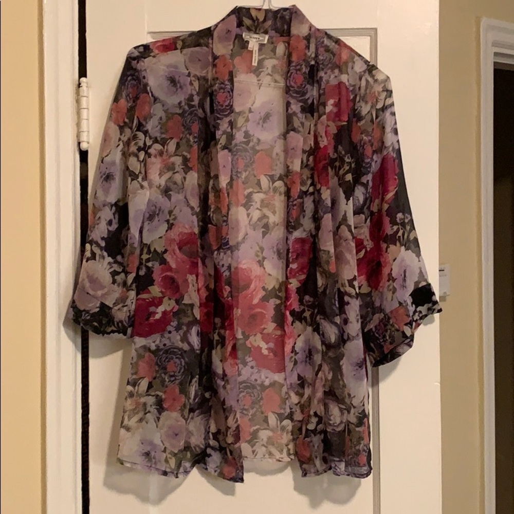 Purple Floral Kimono Throwover
